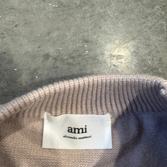 Ami Light Beige Crewneck Sweater with Heart Logo - Picture 2 of 5